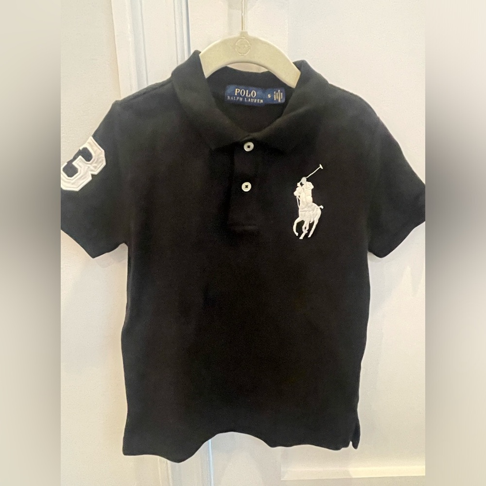 Youth Boys Polo Shirt, Ralph Lauren, Black Size 5